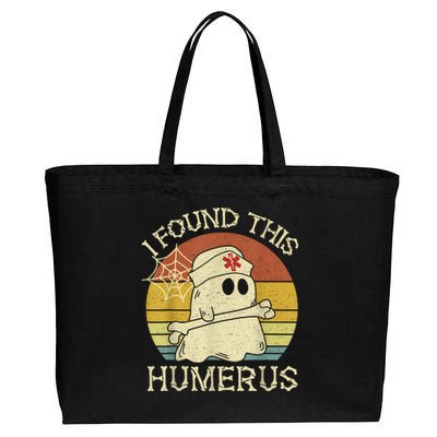 Retro I Found This Humerus Halloween Ghost Nurse Humorous Cotton Canvas Jumbo Tote