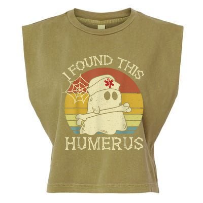 Retro I Found This Humerus Halloween Ghost Nurse Humorous Garment-Dyed Women's Muscle Tee