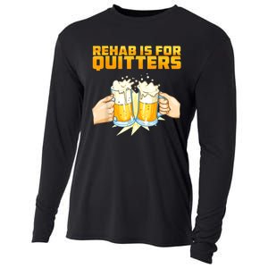 Rehab Is For Quitters Funny Rehabilition Wine Beer Lovers Cooling Performance Long Sleeve Crew