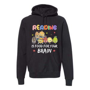 Reading Is Food For Your Brain ChildrenS Books Characters Premium Hoodie