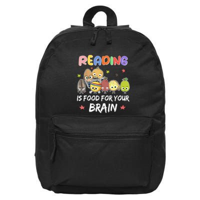 Reading Is Food For Your Brain ChildrenS Books Characters 16 in Basic Backpack
