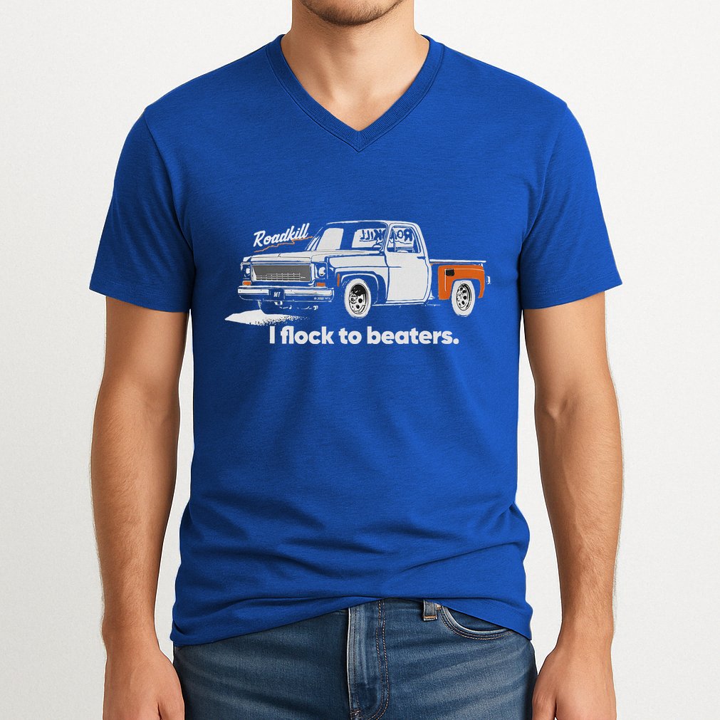 Roadkill I Flock To Beaters V-Neck T-Shirt