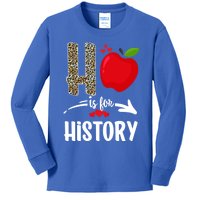 R Is For History Team Alphabet Leopard History Teacher Squad Gift Kids Long Sleeve Shirt