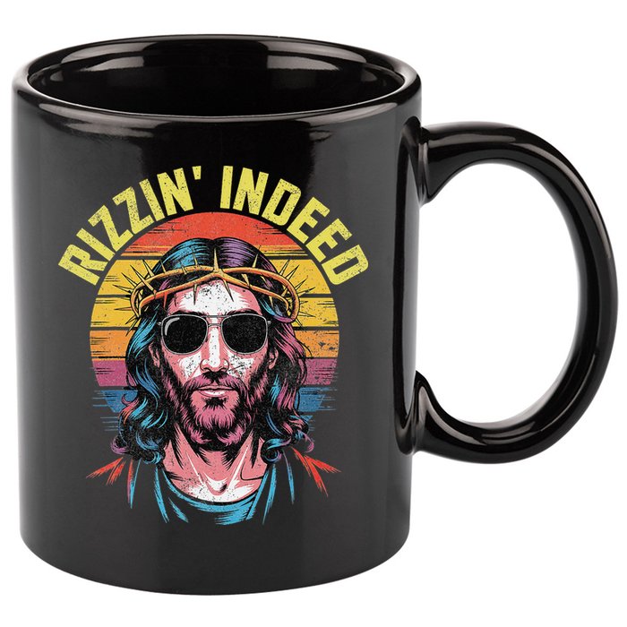 Rizzin Indeed Funny Jesus He Is Rizzin Easter Christian 11oz C Handle Ceramic Mug