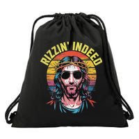 Rizzin Indeed Funny Jesus He Is Rizzin Easter Christian Drawstring Bag
