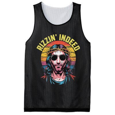 Rizzin Indeed Funny Jesus He Is Rizzin Easter Christian Mesh Reversible Basketball Jersey Tank
