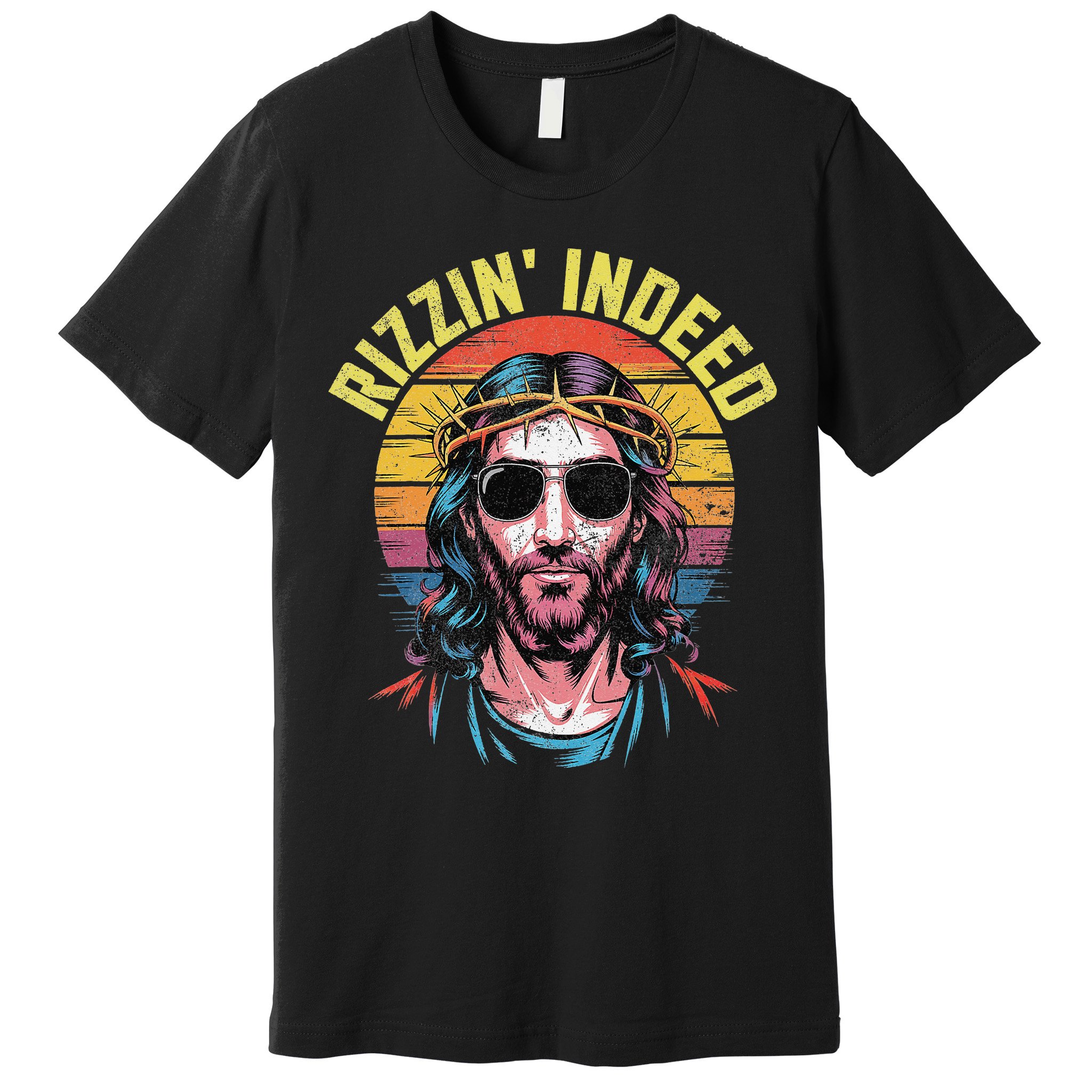 Rizzin Indeed Funny Jesus He Is Rizzin Easter Christian Premium T-Shirt