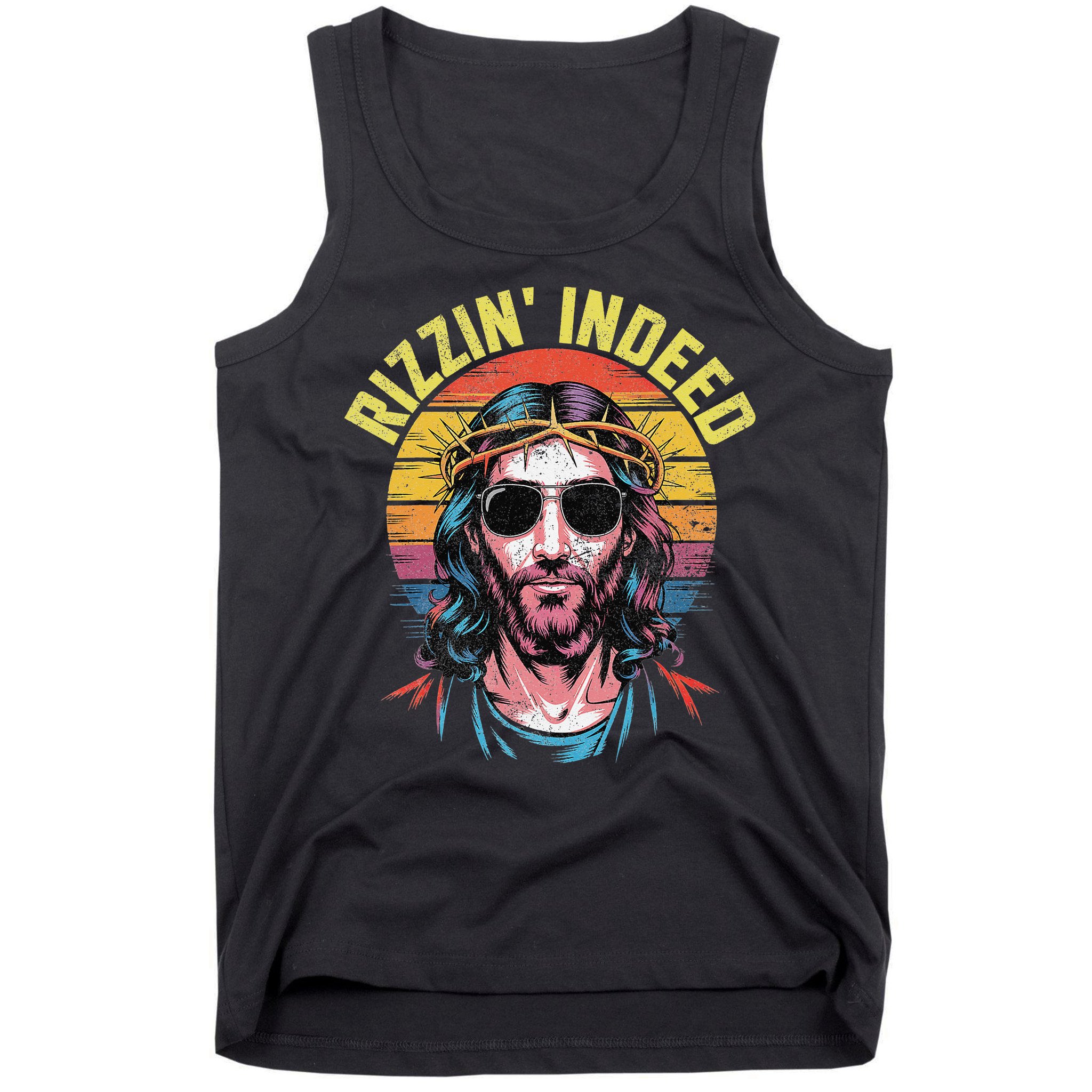 Rizzin Indeed Funny Jesus He Is Rizzin Easter Christian Tank Top