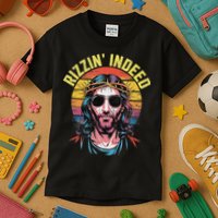 Rizzin Indeed Funny Jesus He Is Rizzin Easter Christian Kids T-Shirt
