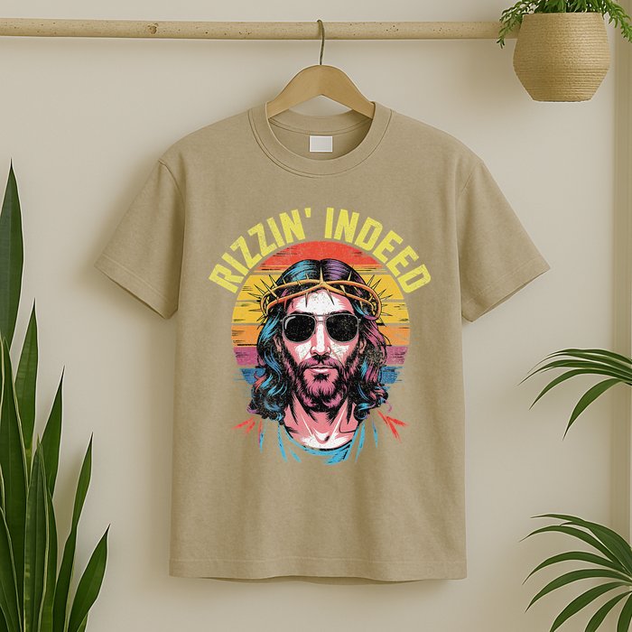 Rizzin Indeed Funny Jesus He Is Rizzin Easter Christian T-Shirt