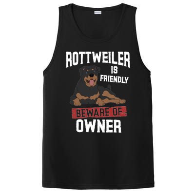 Rottweiler Is Friendly Beware Of Owner Funny Rottie Sweatshirt PosiCharge Competitor Tank