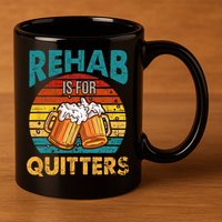 Rehab Is For Quitters Funny Rehabilition Wine Beer Lovers 11oz C Handle Ceramic Mug
