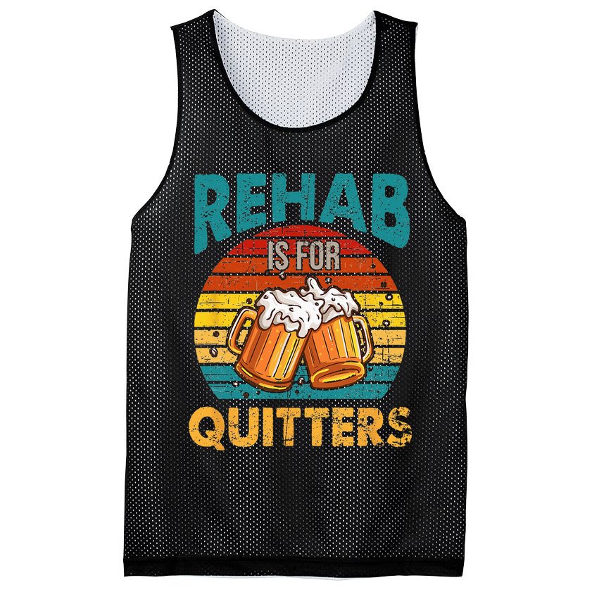Rehab Is For Quitters Funny Rehabilition Wine Beer Lovers Mesh Reversible Basketball Jersey Tank