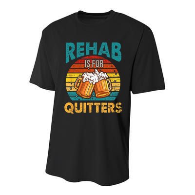 Rehab Is For Quitters Funny Rehabilition Wine Beer Lovers Youth Performance Sprint T-Shirt
