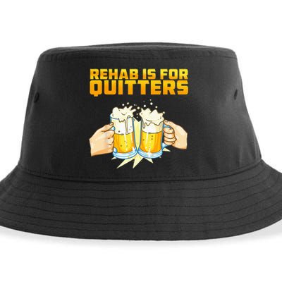 Rehab Is For Quitters Funny Rehabilition Wine Beer Lovers Sustainable Bucket Hat