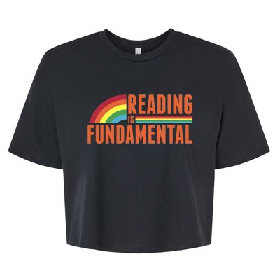 Reading Is Fundamental Retro Rainbow Book Worm Bella+Canvas Jersey Crop Tee