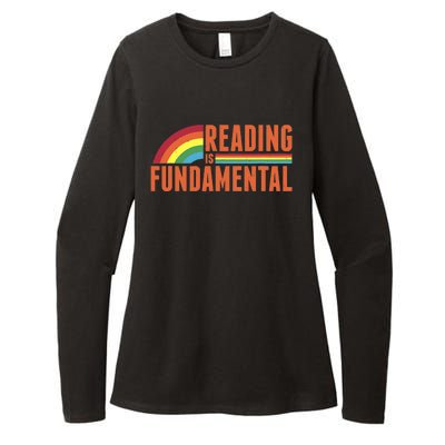 Reading Is Fundamental Retro Rainbow Book Worm Womens CVC Long Sleeve Shirt