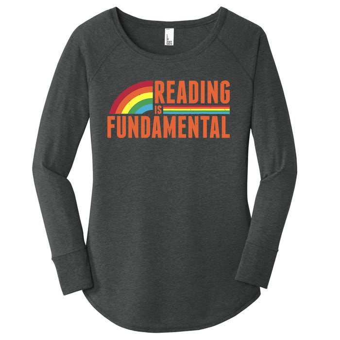 Reading Is Fundamental Retro Rainbow Book Worm Women's Perfect Tri Tunic Long Sleeve Shirt