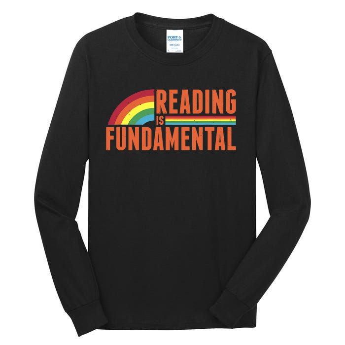 Reading Is Fundamental Retro Rainbow Book Worm Tall Long Sleeve T-Shirt