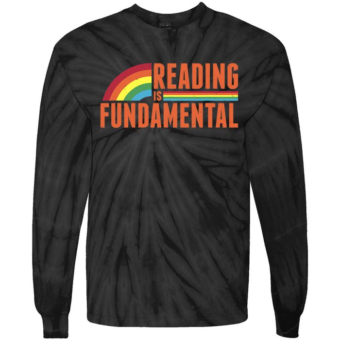 Reading Is Fundamental Retro Rainbow Book Worm Tie-Dye Long Sleeve Shirt