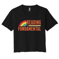 Reading Is Fundamental Retro Rainbow Book Worm Women's Crop Top Tee