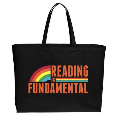 Reading Is Fundamental Retro Rainbow Book Worm Cotton Canvas Jumbo Tote