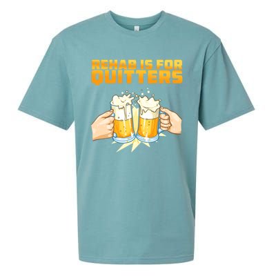 Rehab Is For Quitters Funny Rehabilition Wine Beer Lovers Gift Sueded Cloud Jersey T-Shirt