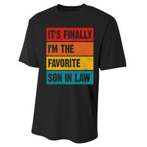 Retro Its Favorite Son In Law Funny Jokes Performance Sprint T-Shirt