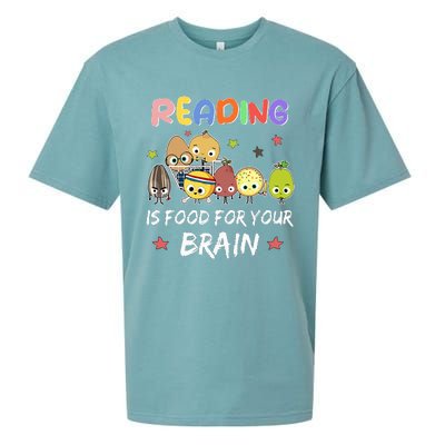 Reading Is Food For Your Brain ChildrenS Books Characters Sueded Cloud Jersey T-Shirt