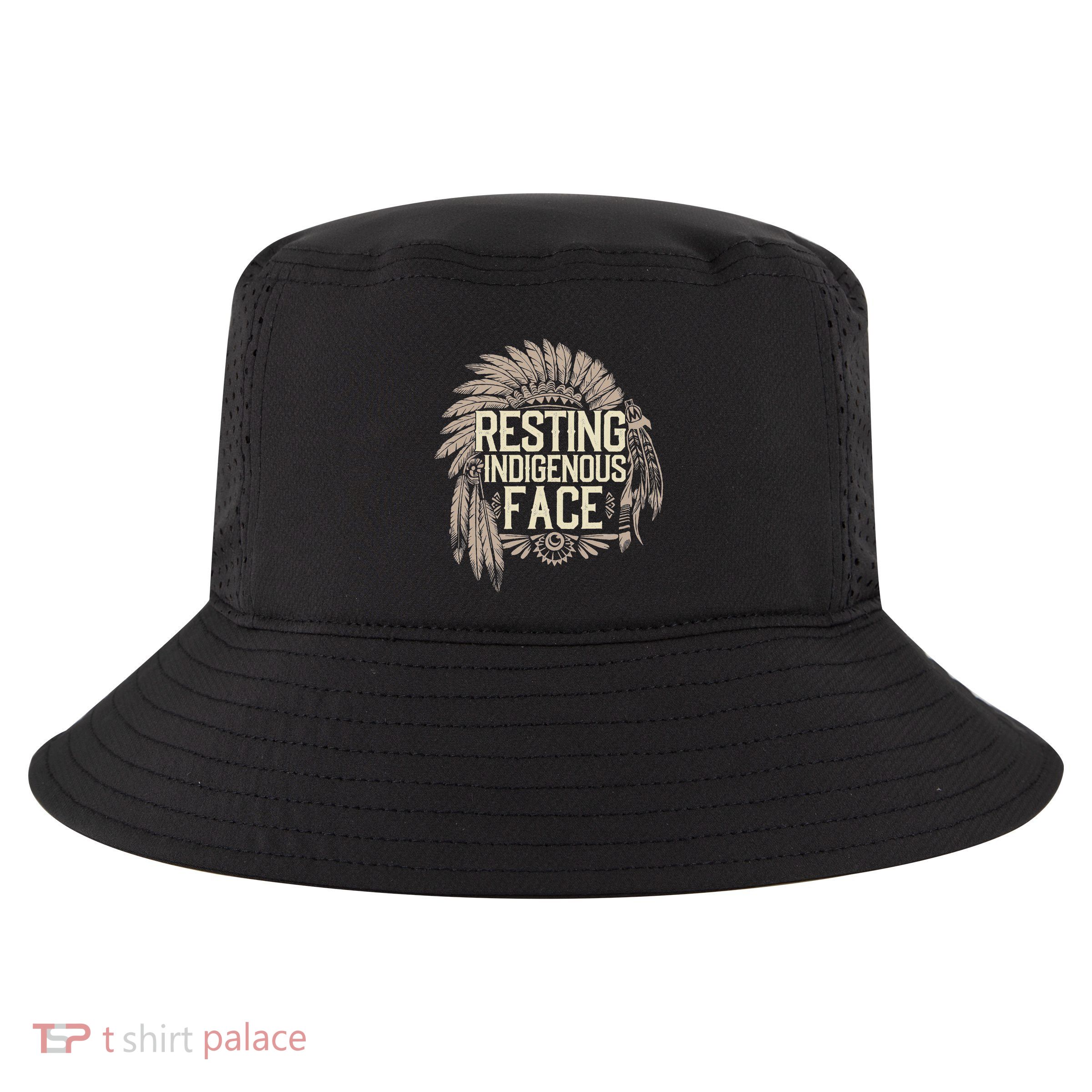 Resting Indigenous Face Cool Comfort Performance Bucket Hat
