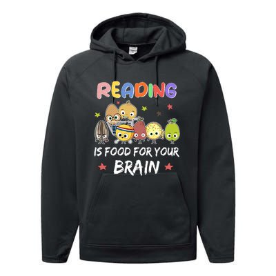 Reading Is Food For Your Brain ChildrenS Books Characters Performance Fleece Hoodie