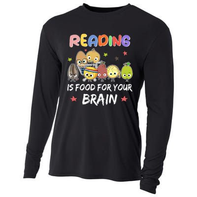 Reading Is Food For Your Brain ChildrenS Books Characters Cooling Performance Long Sleeve Crew