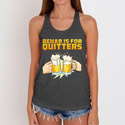 Rehab Is For Quitters Funny Rehabilition Wine Beer Lovers Women's Knotted Racerback Tank