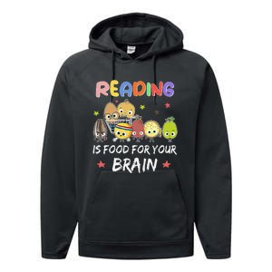 Reading Is Food For Your Brain ChildrenS Books Characters Gift Performance Fleece Hoodie