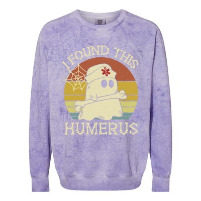 Retro I Found This Humerus Halloween Ghost Nurse Humorous Cute Gift Colorblast Crewneck Sweatshirt