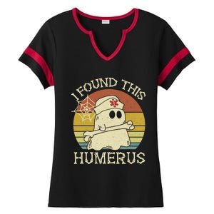 Retro I Found This Humerus Halloween Ghost Nurse Humorous Cute Gift Ladies Halftime Notch Neck Tee