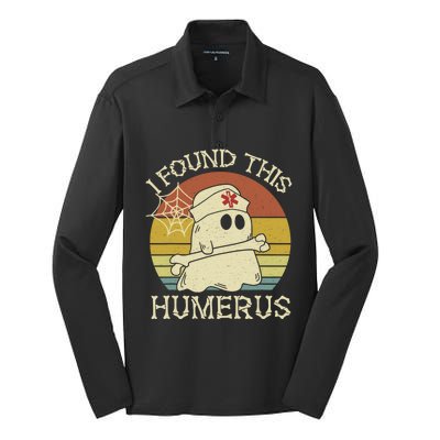 Retro I Found This Humerus Halloween Ghost Nurse Humorous Cute Gift Silk Touch Performance Long Sleeve Polo