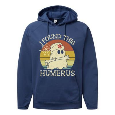 Retro I Found This Humerus Halloween Ghost Nurse Humorous Cute Gift Performance Fleece Hoodie