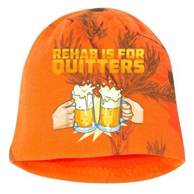 Rehab Is For Quitters Funny Rehabilition Wine Beer Lovers Kati - Camo Knit Beanie