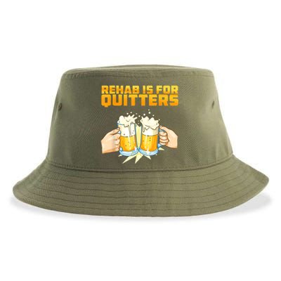 Rehab Is For Quitters Funny Rehabilition Wine Beer Lovers Sustainable Bucket Hat