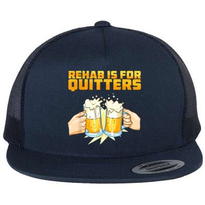 Rehab Is For Quitters Funny Rehabilition Wine Beer Lovers Flat Bill Trucker Hat