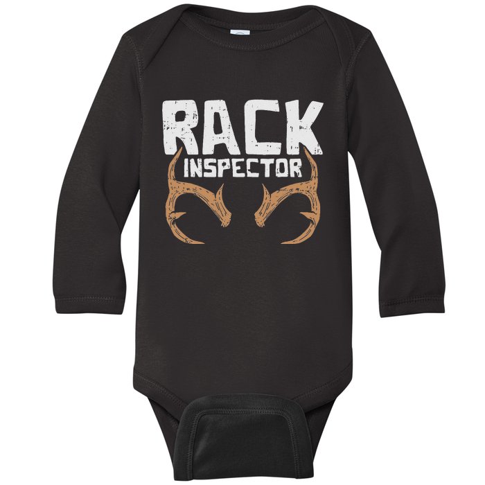 Rack Inspector Funny Deer Elk Buck Bow Hunting Hunter Gift Baby Long Sleeve Bodysuit