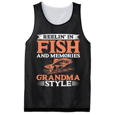Reelin In Fish And Memories Grandma Style Grandma Fishing Mesh Reversible Basketball Jersey Tank