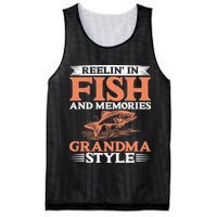 Reelin In Fish And Memories Grandma Style Grandma Fishing Mesh Reversible Basketball Jersey Tank