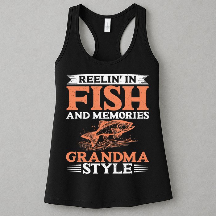 Reelin In Fish And Memories Grandma Style Grandma Fishing Womens Tank Top