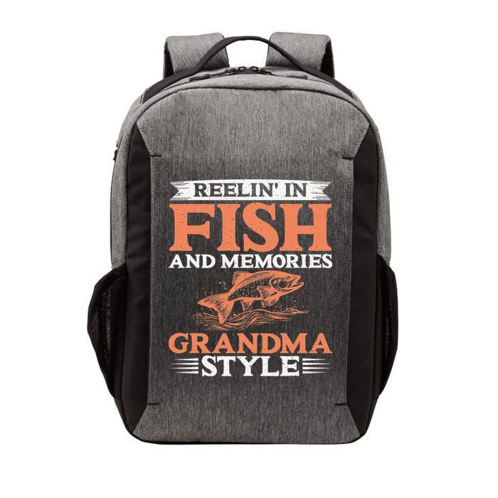 Reelin In Fish And Memories Grandma Style Grandma Fishing Vector Backpack