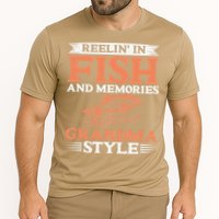 Reelin In Fish And Memories Grandma Style Grandma Fishing Cooling Performance Crew T-Shirt