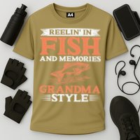 Reelin In Fish And Memories Grandma Style Grandma Fishing Cooling Performance Crew T-Shirt