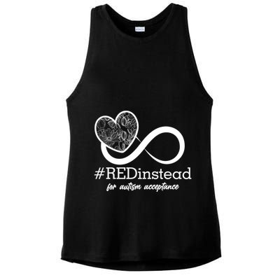 #Red Instead For Autism Acceptance Ladies PosiCharge Tri-Blend Wicking Tank