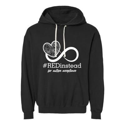 #Red Instead For Autism Acceptance Garment-Dyed Fleece Hoodie